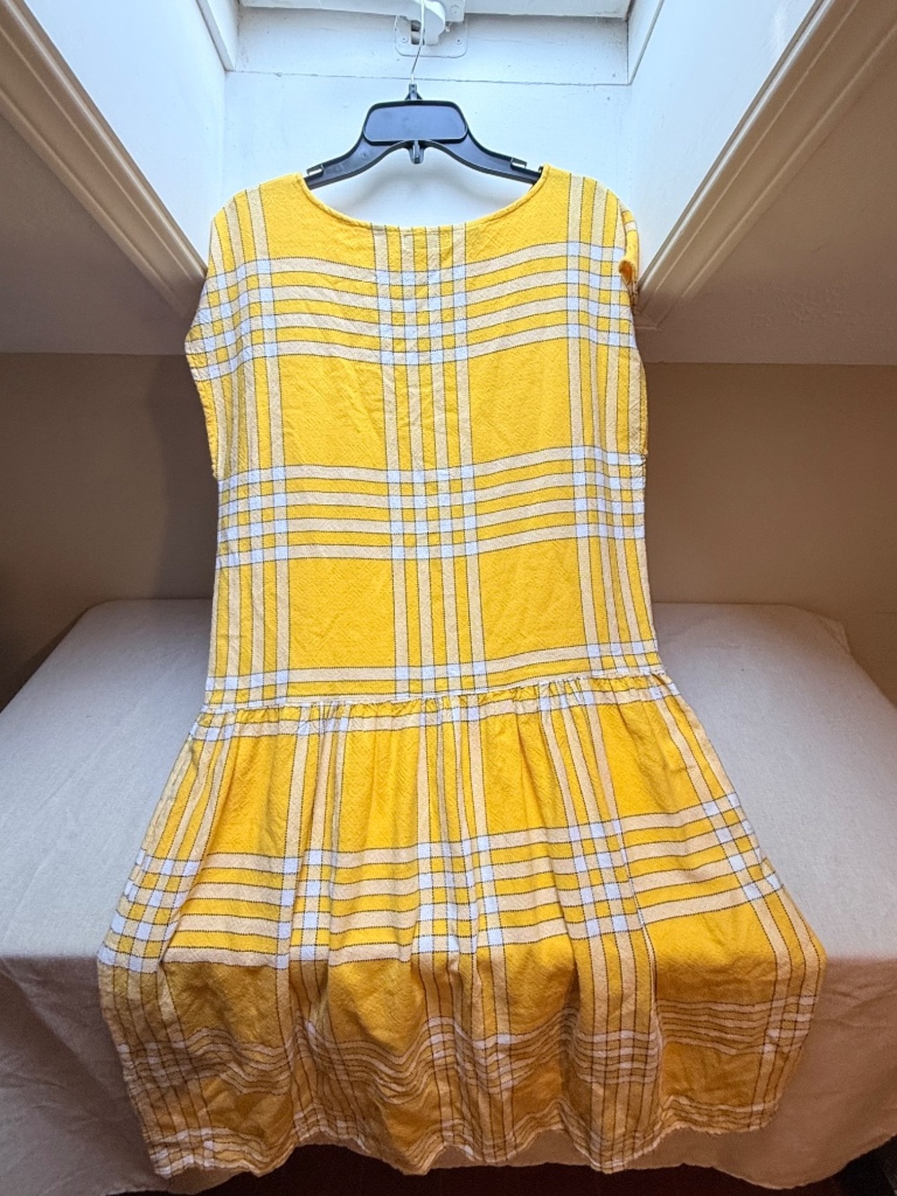 Vintage Late 80s Early 90s Esprit Plaid Drop Waist Dress Size Medium - Picture 8 of 11